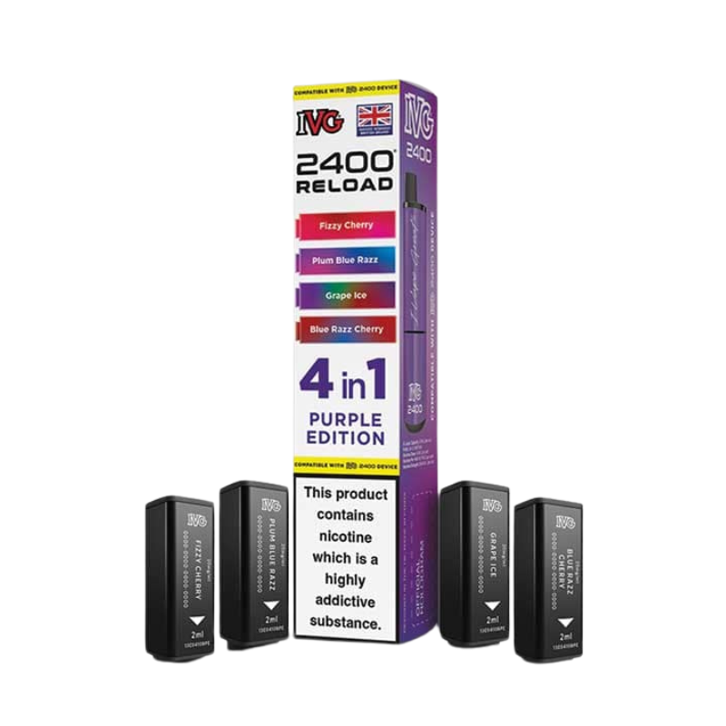 Purple Edition IVG 2400 Reload Prefilled Vape Pods 20mg - 4PK
