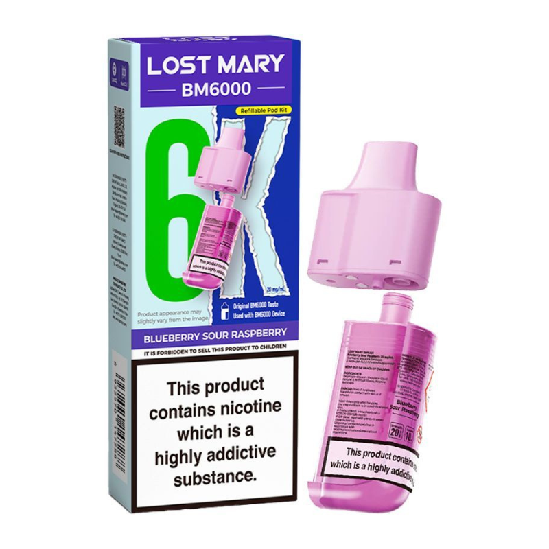 Blueberry Sour Raspberry Lost Mary BM6000 Prefilled Pod 6000 Puffs - 20mg