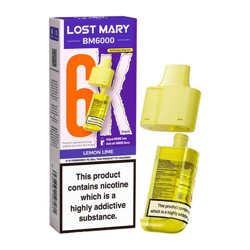 Lemon Lime Lost Mary BM6000 Prefilled Pod 6000 Puffs - 20mg